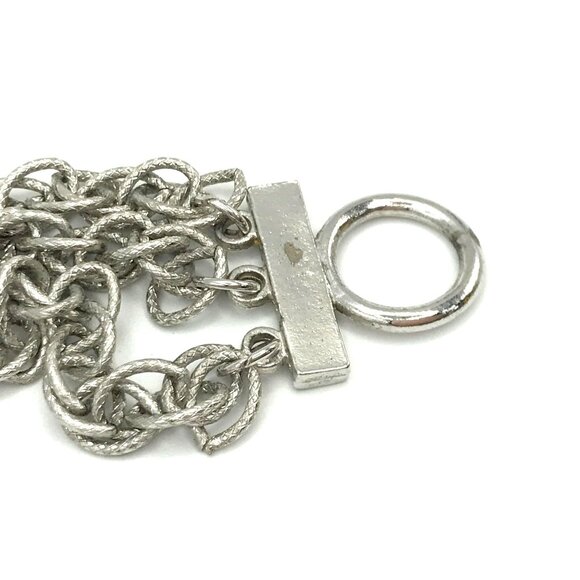 Vintage Style Silver Multi-Strand Twisted Chain Bracelet With Toggle Clasp - Picture 9 of 9